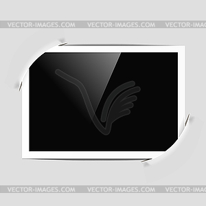 Retro photo frame on gray paper background - vector clipart