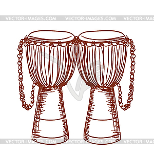 African wooden djembe drum - vector clipart