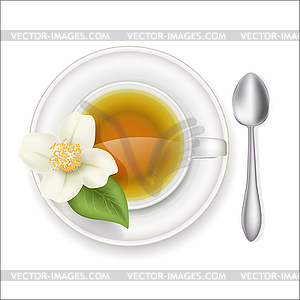 Jasmine tea in white cup - vector clip art