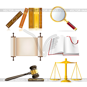 Set of realistic justice objects - vector clipart