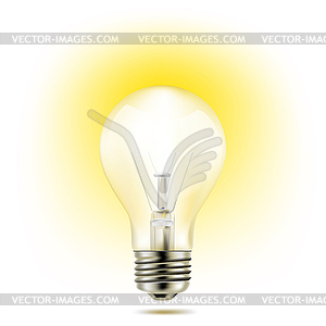 Light bulbs on yellow background - vector image