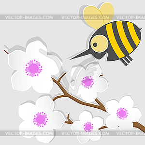 Bee and apricot - vector image