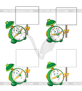 Alarm clock with blank sign - color vector clipart