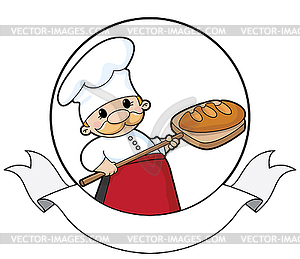 Baker with bread banner - vector image