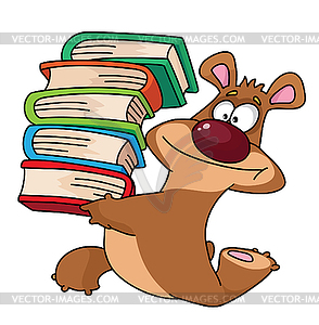 Bear and books - vector clipart