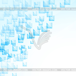 Abstract blue background with flying squares - vector clip art