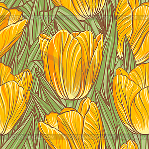 Seamless pattern with tulips - vector clipart