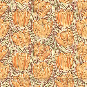 Seamless pattern with tulips - vector image