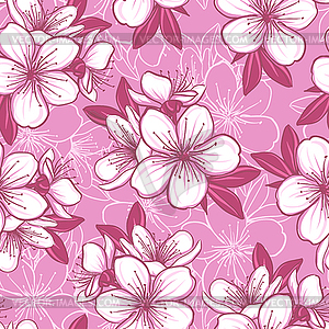 Seamless pattern with cherry blossom - vector image