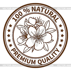 Stamp with flower of peony - vector image