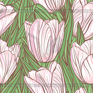 Seamless pattern with tulips - vector image