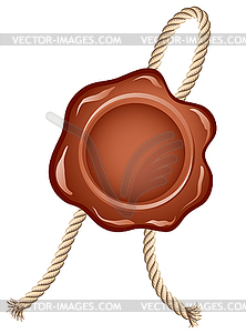 Empty wax seal with rope - vector clip art