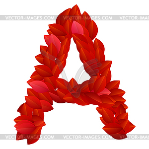 Letter of red petals alphabet - vector image