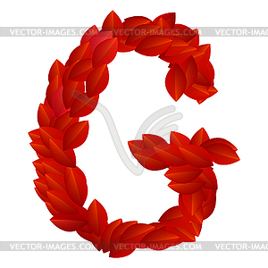 Letter G of red petals alphabet - vector image