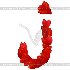 Letter J of red petals alphabet - vector clipart / vector image