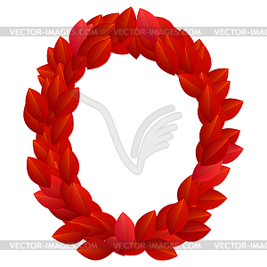 Letter O of red petals alphabet - vector clipart