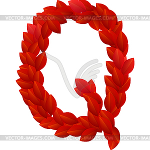 Letter Q of red petals alphabet - vector clipart