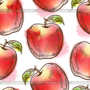 Seamless pattern with red apple - vector image