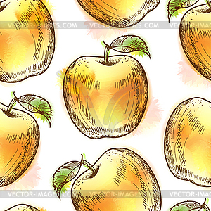 Бесшовные шаблон с желтым яблоком - изображение в векторе