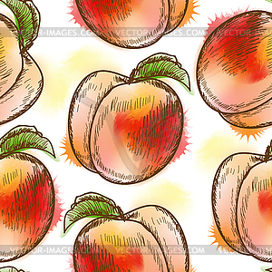 Seamless pattern with peach - vector image