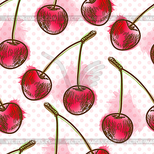 Seamless pattern with cherry - vector clip art