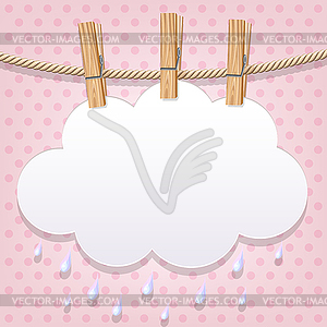 White paper cloud on clothesline - vector EPS clipart