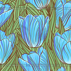 Seamless pattern with tulips - vector image