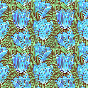 Seamless pattern with tulips - vector EPS clipart