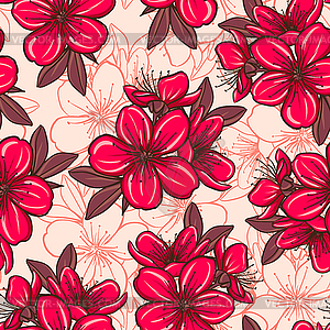 Seamless pattern with cherry blossom - vector EPS clipart