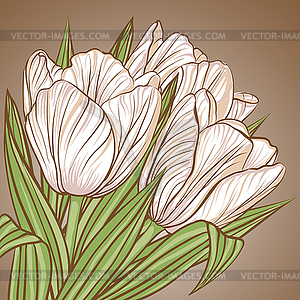 Floral background with flowers of tulips - vector image