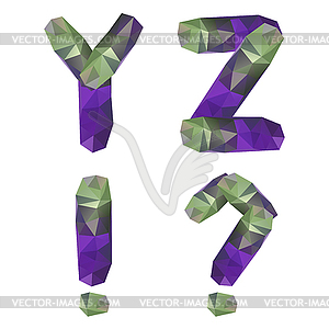 Geometric crystal alphabet - vector image