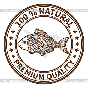 Stamp with fish - vector image