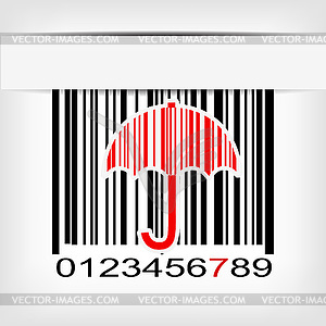 Barcode image with red strip - vector image