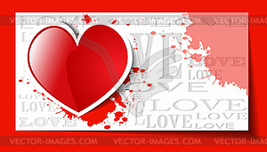 Heart of paper Valentines day card grunge background - vector clip art