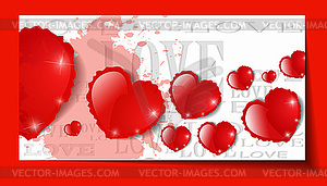 Heart of paper Valentines day card grunge background - color vector clipart