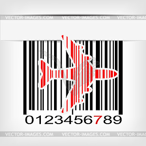 Barcode image with red strip - vector clipart