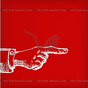 Retro Vintage pointing hand drawing - vector clip art