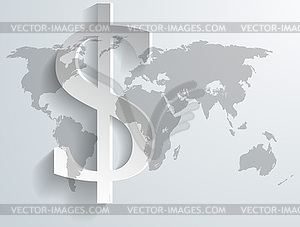 Background of dollar symbol on world map - vector image