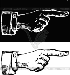 Retro Vintage pointing hand drawing - vector image