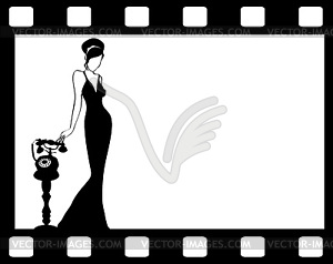 Марочные ретро фоне силуэт женщины - векторизованное изображение