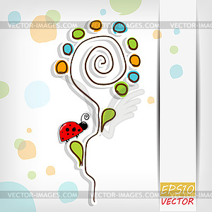 Floral background with abstract flower - vector clip art