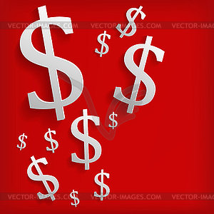 White dollar symbols on red background - vector image