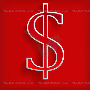 White dollar symbols on red background - vector clip art