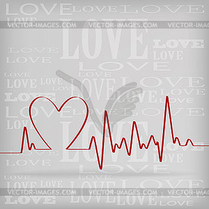 Red Heart Beats Cardiogram - vector clipart