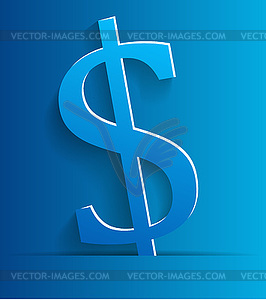 Blue dollar symbol on blue background - vector image