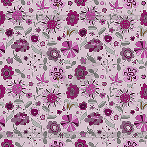 Pattern with violet flowers - vector clipart