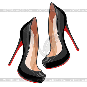 Black high-heeled shoes - vector image