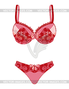 Pink underwear set with lace - vector image