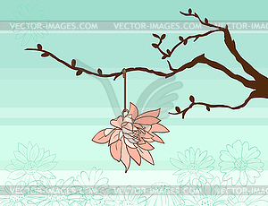 Spring twig and flower - vector image