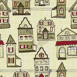 Seamless pattern with houses - vector image